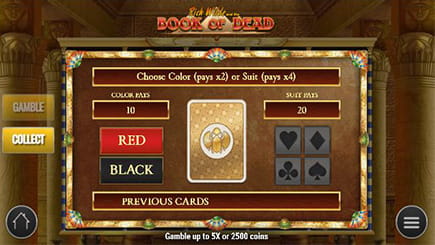 Risikospiel in der Book of Dead App.