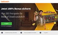 Auf dem Bild sind die Bonusangebote von Betsson zu sehen. Dazu gehören tägliche Promos und der Neukundenbonus.
