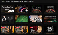 Der Live Dealer Bereich im King Billy Casino.