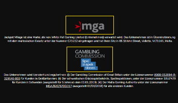 Im Footer findet man die Logos von verschiedenen Behörden wie Gambling Therapy oder Malta Gaming Authority.