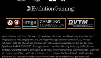 Man erkennt das 18+ Logo, das Logo der Regulierungsbegörde Malta Gaming Authority sowie der Gambling Commission.