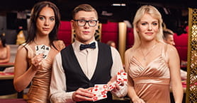 Dealer im Live Dealer Bereich vom Maneki Casino.