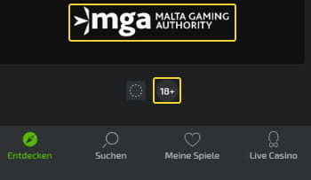 Der Footer des Mobilebet Casinos mit den wichtigsten Zeichen wie der EU-Glücksspiellizenz, den Bezahldiensten und dem Spielerschutz.