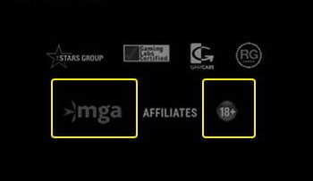 Die Logos der Unternehmen die für dich Sicherheit bei Pokerstars Vegas garantieren, wie GamCare, GLI oder die MGA. 