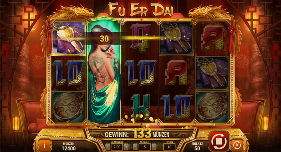 Ein Gewinn mit einem Wild Symbol beim Slot Fu Er Dai.