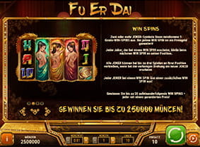 Die Wild Spin Funktion beim Spielautomaten Fu Er Dai.