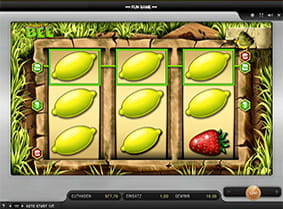 Drei Zitronen Symbole auf einer Gewinnlinie beim Honey Bee online spielen