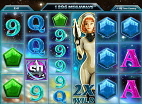 Ein Gewinn mit der Astronautin als Full-Reel-Wild Symbol beim Starquest Slot. 