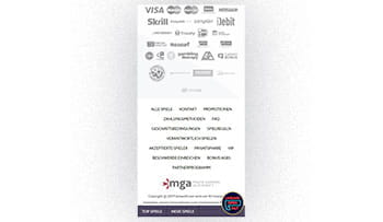 Der Footer mit den Lizenz- und Sicherheitsinformationen.