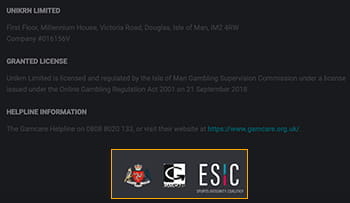 Im Footer der Webseite findet ihr alle wissenswerten Informationen zur Lizenz und der Sicherheit des Anbieters.